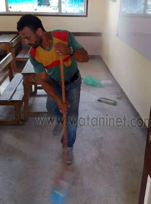 عرب بورسعيد يشن حملة نظافة شاملة لمدرسة الوصفية (2)